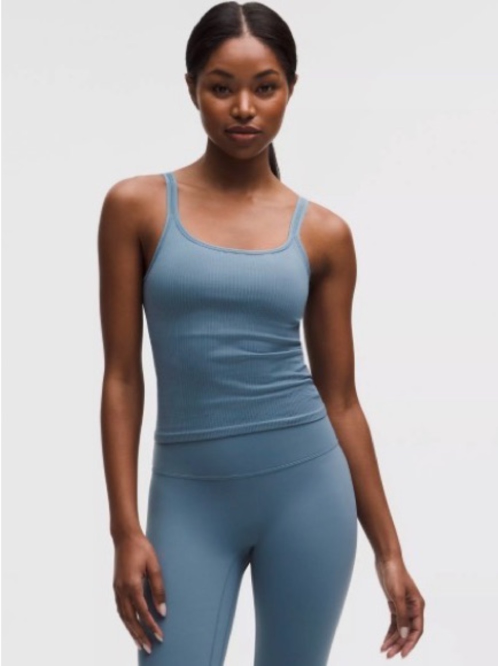 lululemon padded ribbed cami in dusty blue - size 12 - Picture 4 of 4